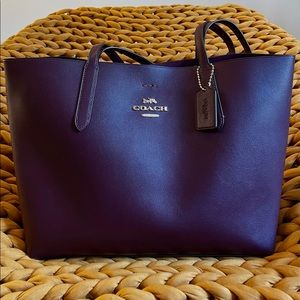 Coach Dark Purple Leather Tote (never used but left in closet for a year)